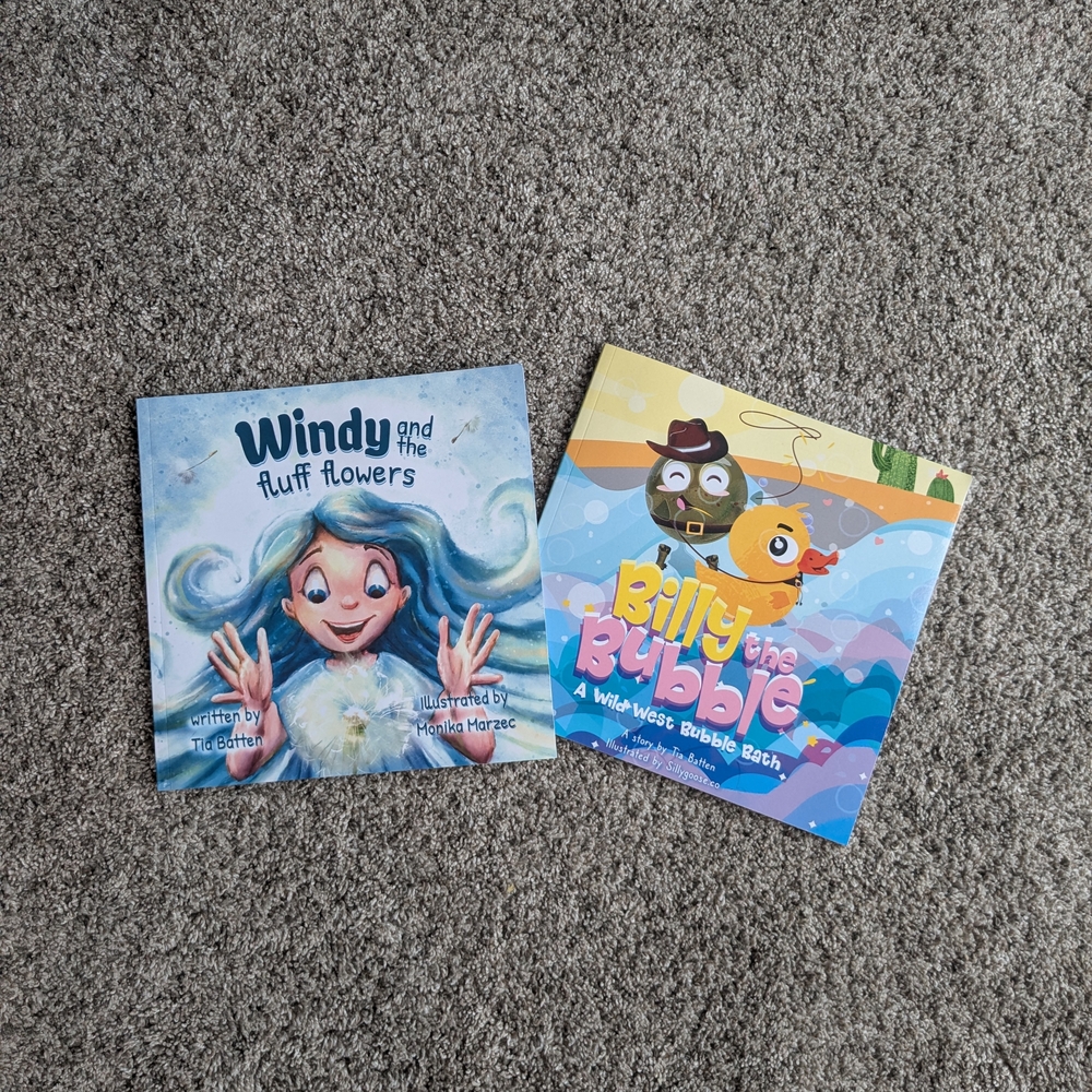 Windy and the Fluff Flowers/Billy the Bubble Signed Book Bundle NWOT